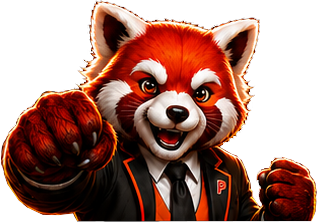 Mascote panda vermelho da Powtrek